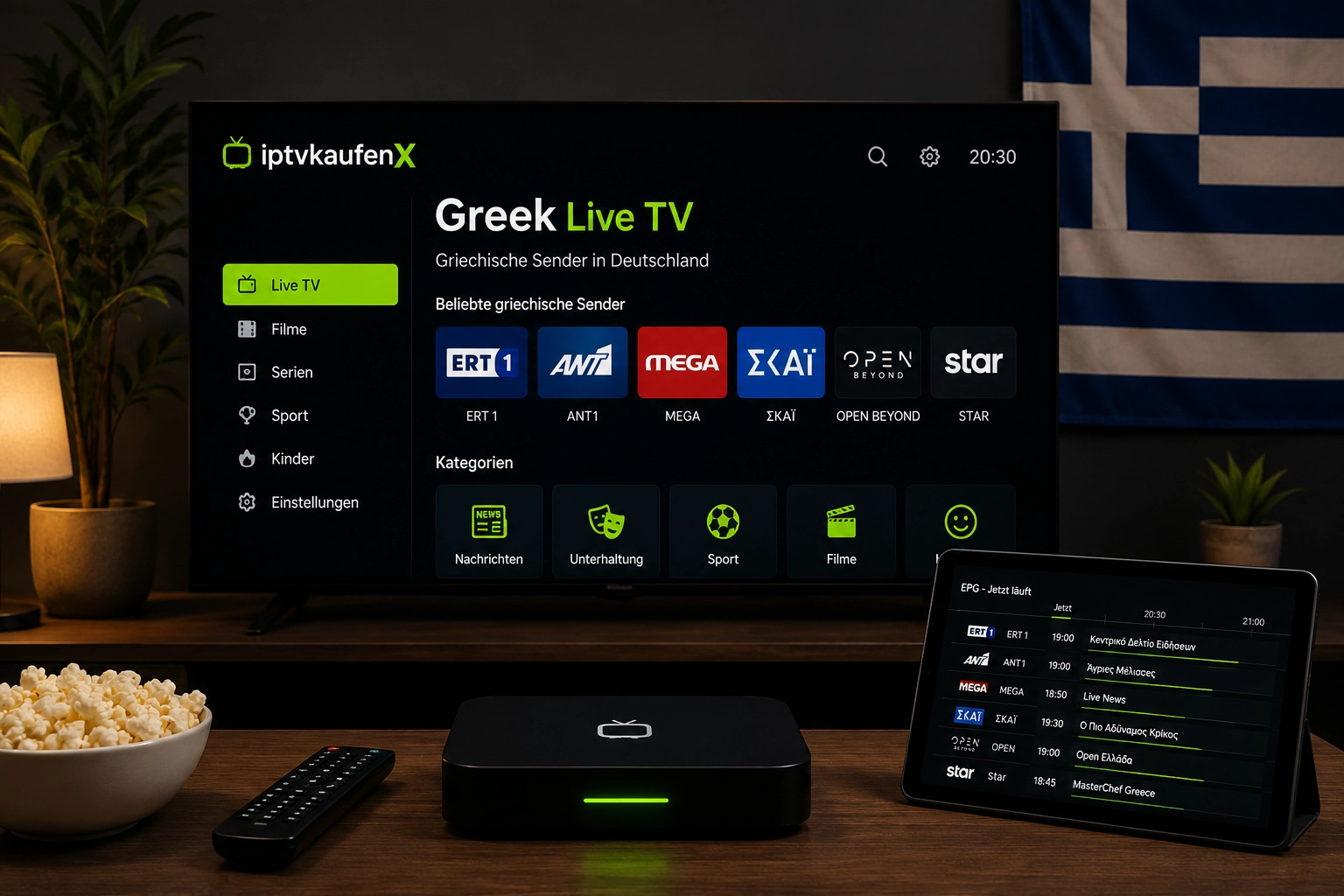 Griechisches IPTV auf Smart TV, Stick und Tablet im Haushalt nutzen
